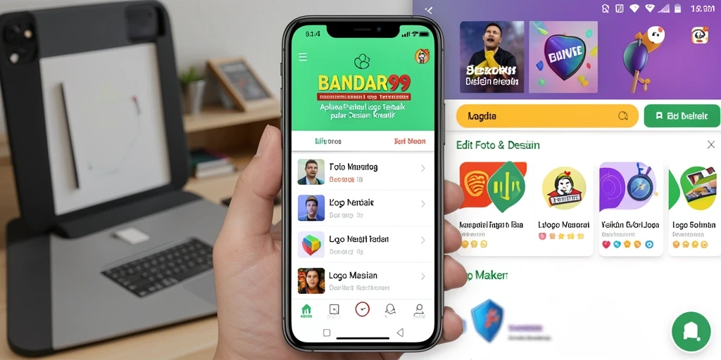 Tampilan antarmuka BANDAR99 saat membuat logo kreatif.