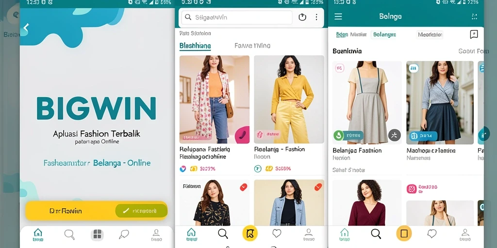 Tampilan utama aplikasi BIGWIN dengan koleksi fashion menarik.