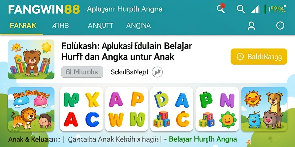 Antarmuka FANGWIN88 yang interaktif untuk belajar huruf dan angka.